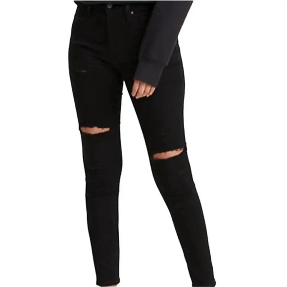 NWT Levi’s 721 Women's Plus Size 34 Black High Rise Distressed Skinny Jeans - Picture 1 of 6